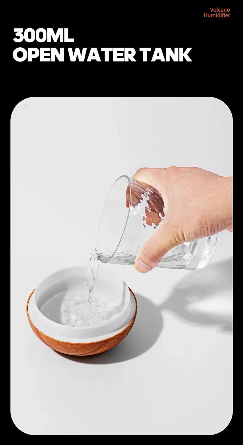 Umidificatore Aria 300ml Diffusore Per Aromaterapia Nebbia Da Tavolo USB Con 7 Luci Notturne Colorate