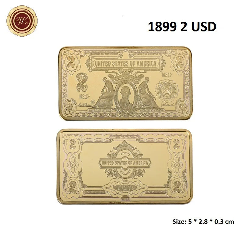 Barra Placcata Oro 24K E Argento Design Dollaro USA Moneta Souvenir Da Collezione Regalo Per Uomo