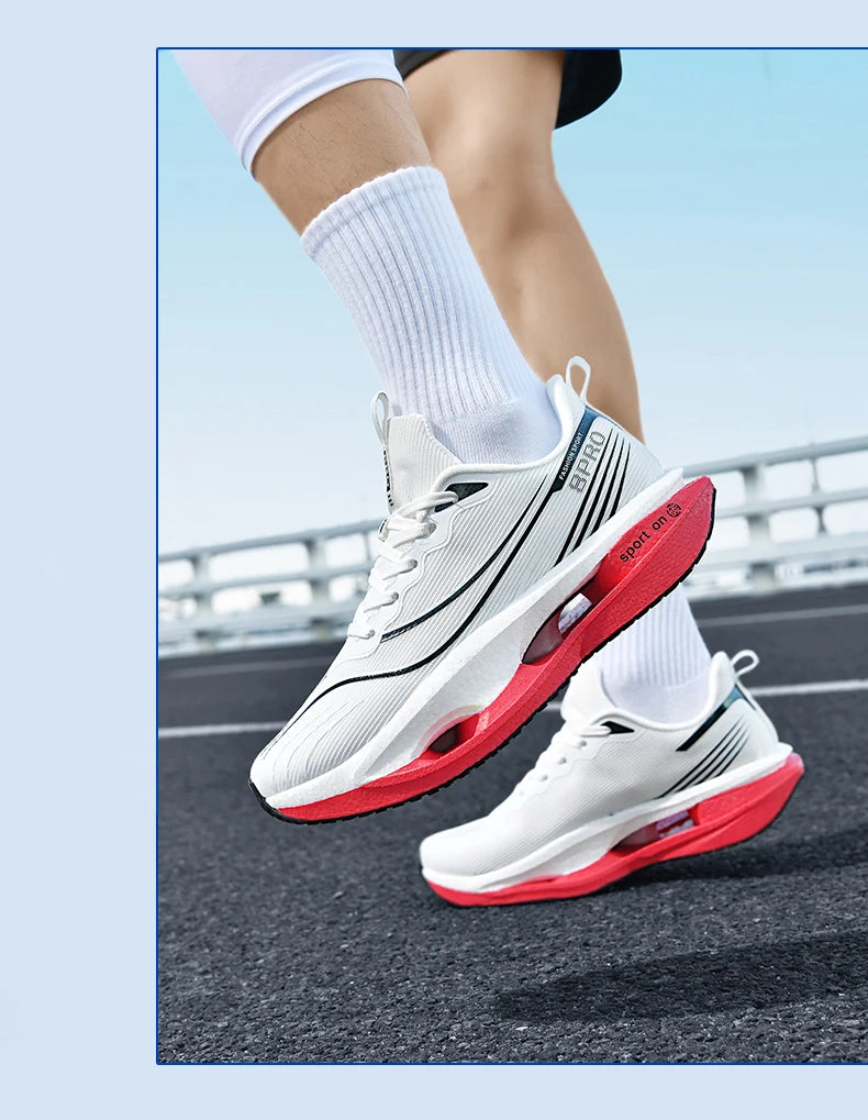 Scarpe Da Corsa Sportive Unisex Uomo Donna Maratona Carbon Board Cuscino Aria Antiscivolo Leggere Traspiranti