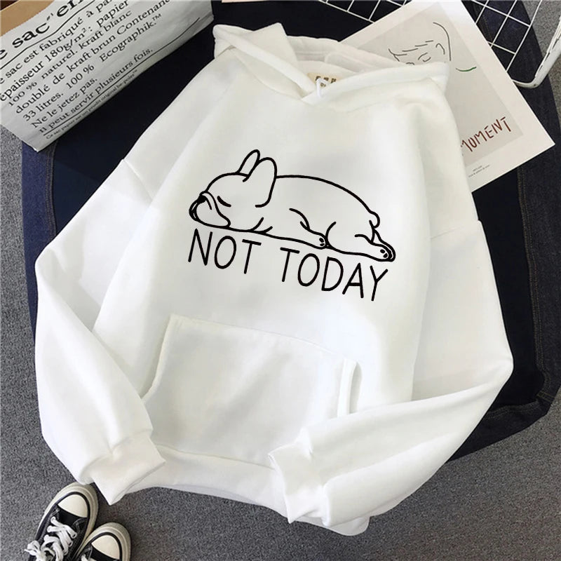 Felpe Con Cappuccio Vintage Stampa Cani Francesi Donna Casual Grafiche Streetwear Anni 90 Autunno Inverno Kawaii