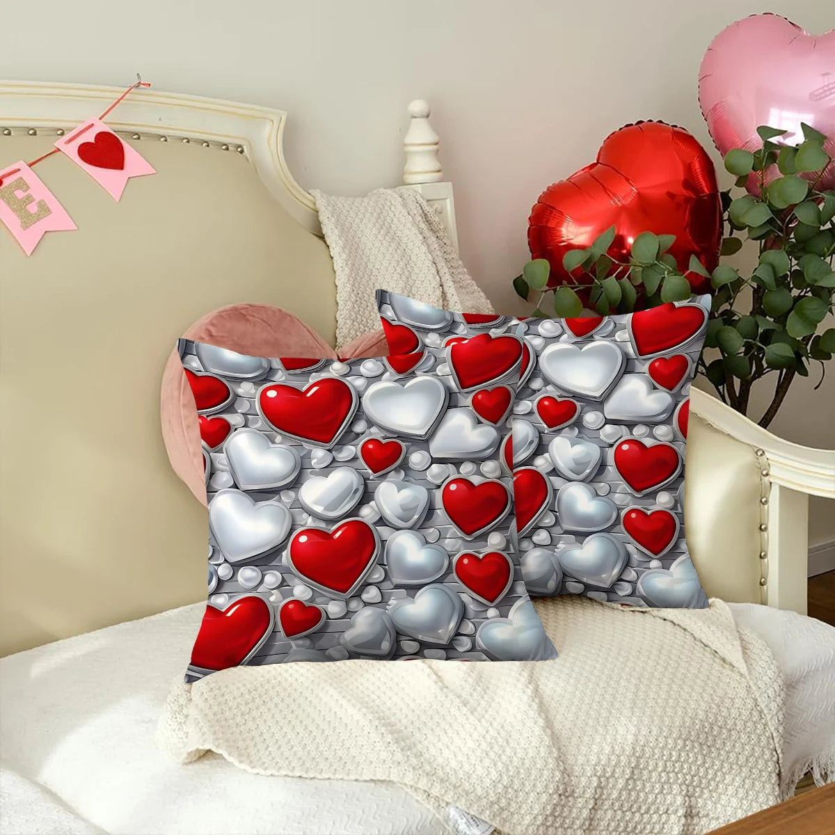 Due Fodere Per Cuscino San Valentino Con Busta D Amore Per Decorazione Divano E Anniversario Di Matrimonio