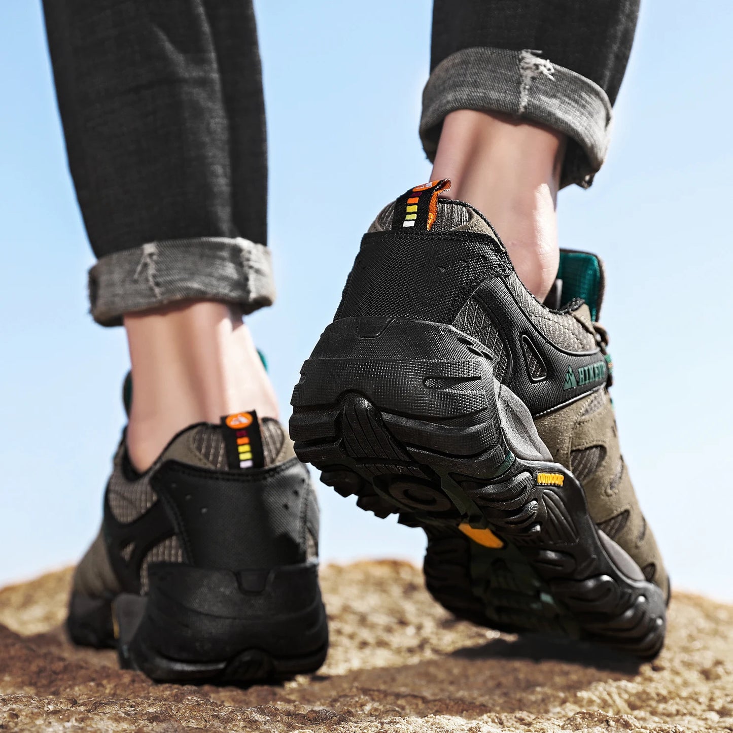 HIKEUP Scarpe Da Trekking Da Uomo In Pelle Scamosciata Impermeabili Traspiranti Esterno Resistente All Usura