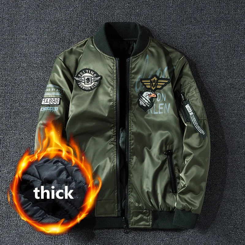 Giacca Bomber Invernale Da Uomo Reversibile Con Distintivo E Tasche Doppio Lato Per Motociclista Autunno