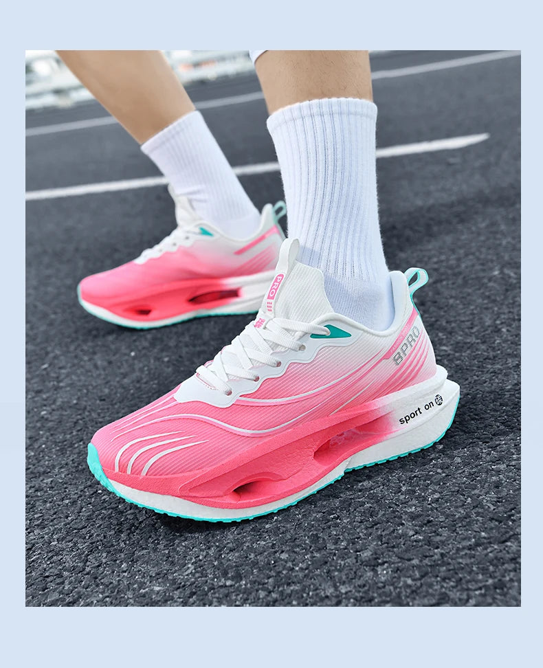 Scarpe Da Corsa Sportive Unisex Uomo Donna Maratona Carbon Board Cuscino Aria Antiscivolo Leggere Traspiranti
