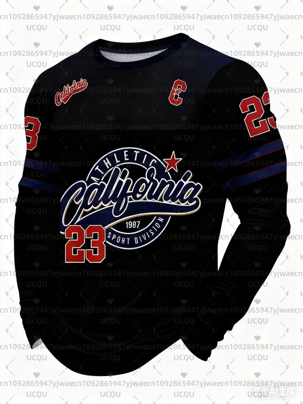T Shirt Grafica California Numero 23 Da Uomo Maniche Lunghe Autunno Attivita All Aperto Traspirante In Poliestere