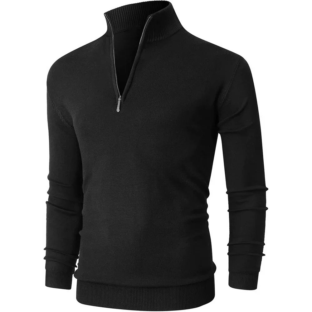 Dolcevita Uomo Con Mezza Cerniera Caldo Inverno Streetwear Collo Alto Versatile Ufficio Tempo Libero