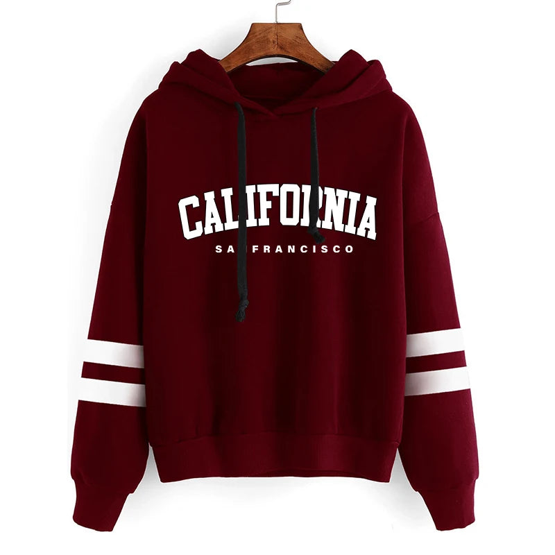 Tuta Da Donna California Stripe Felpa Con Cappuccio Casual Versatile Abito Pantaloni Abiti Da Strada S3XL