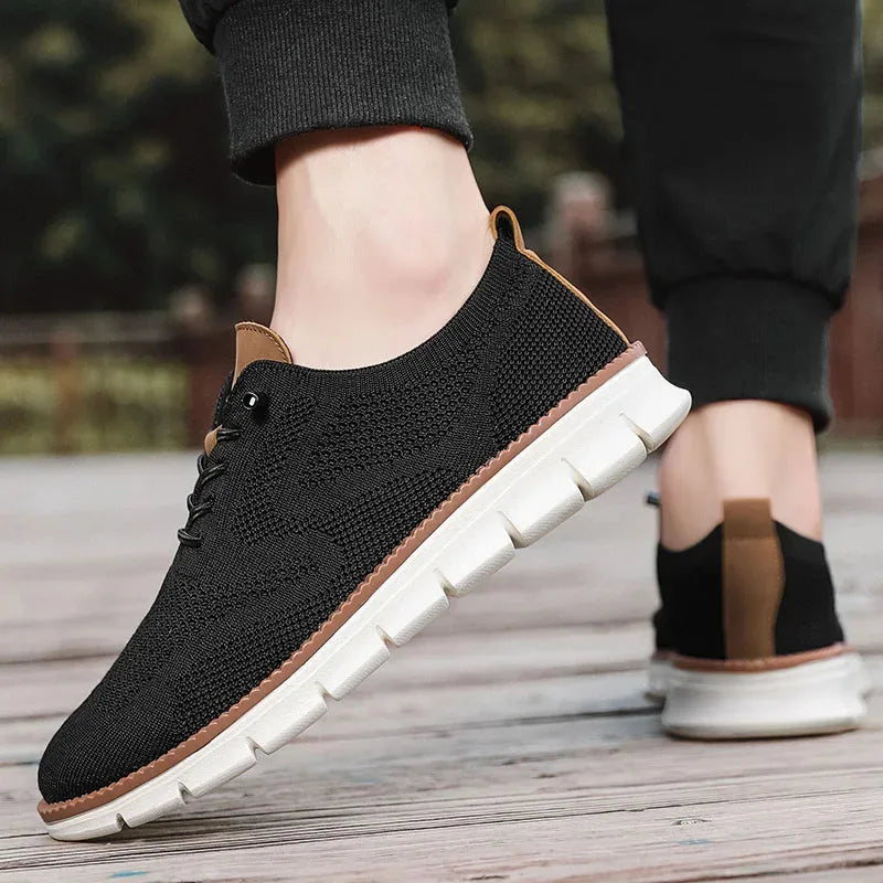 Scarpe Casual Uomo Traspiranti Brogue Classiche Ammortizzazione Design A Blocchi Colore Sneakers Eleganti Leggere