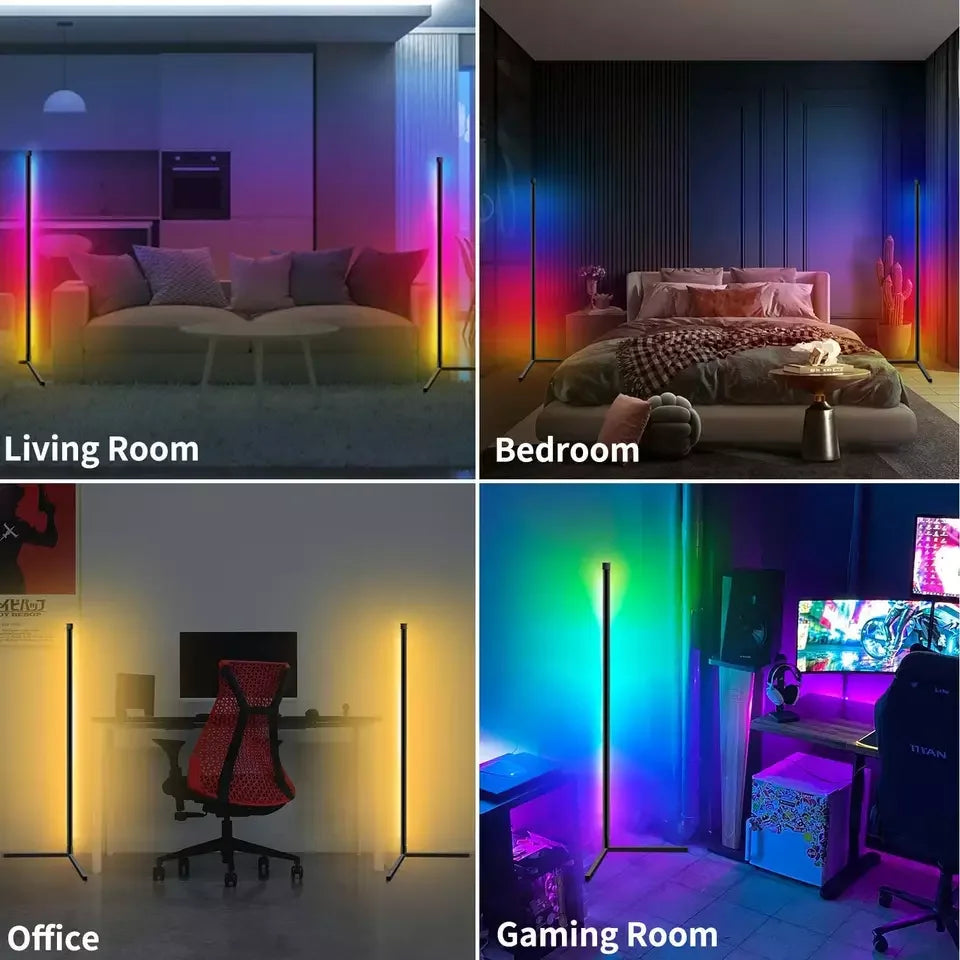 Lampada Da Terra Angolare RGB Dimmerabile Con Controllo Tramite App E Sincronizzazione Musicale