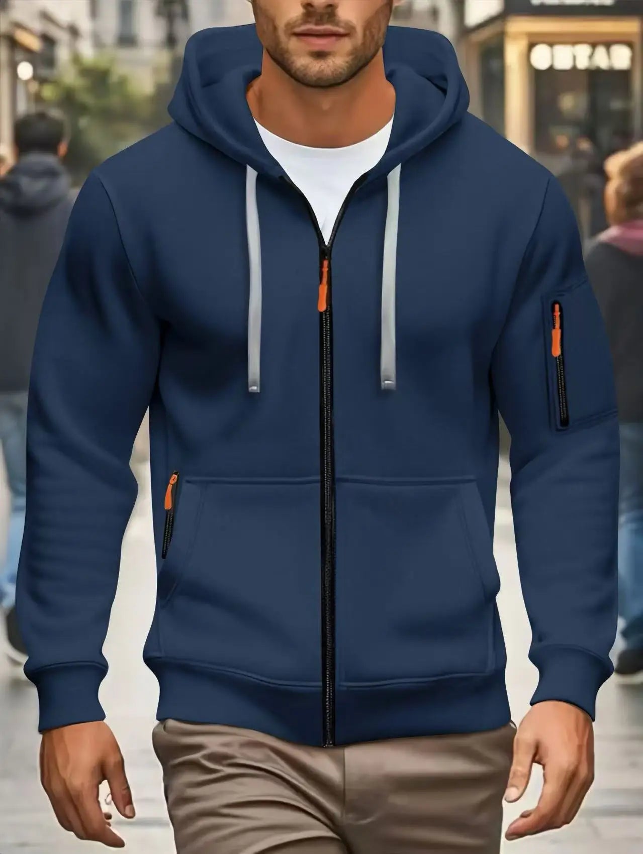 Felpa Con Cappuccio Uomo Autunno Inverno Nuove A Maniche Lunghe Tasca Con Cerniera Design Sportivo Giacca