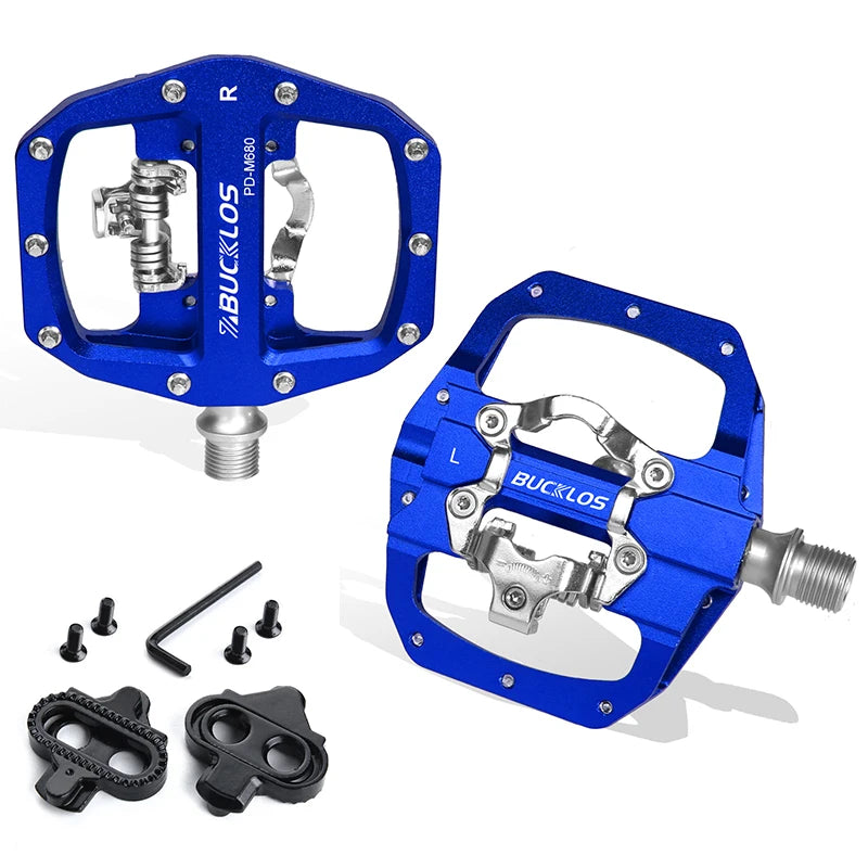 Bucklos Pedali MTB Piatto Piattaforma in Lega di Alluminio con Sistema SPD Integrato Compatibile Mountain Bike