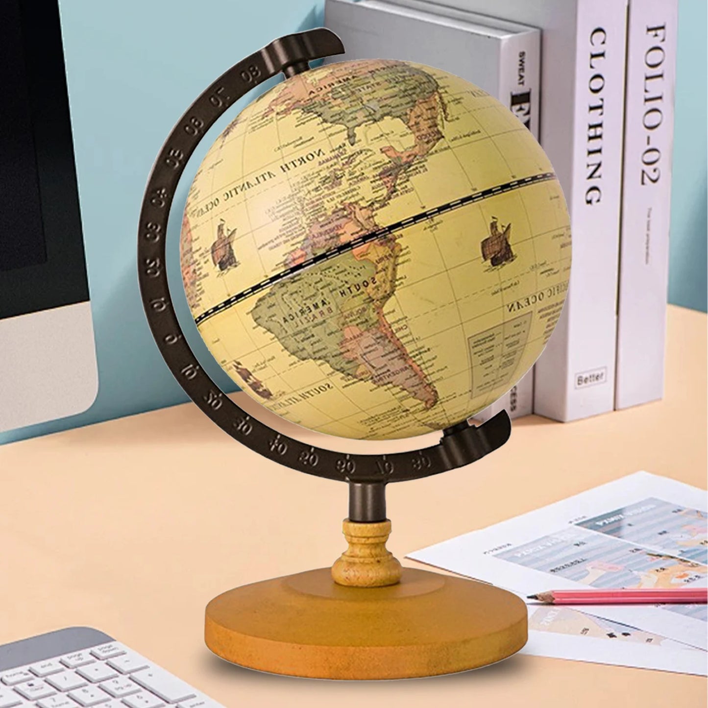 Mondo Inglese Rotante A 360 Gradi Globo Geografia Sussidi Didattici Per Scrivania Decorazione Casa