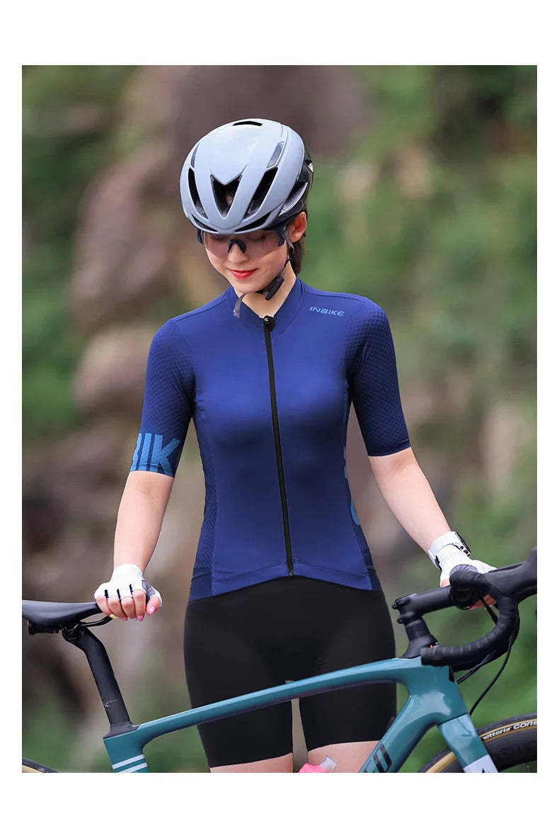 Maglia Ciclismo Da Donna Maniche Corte Estiva Quick Dry MTB Con Tasche Jersey Abbigliamento Da Ciclismo