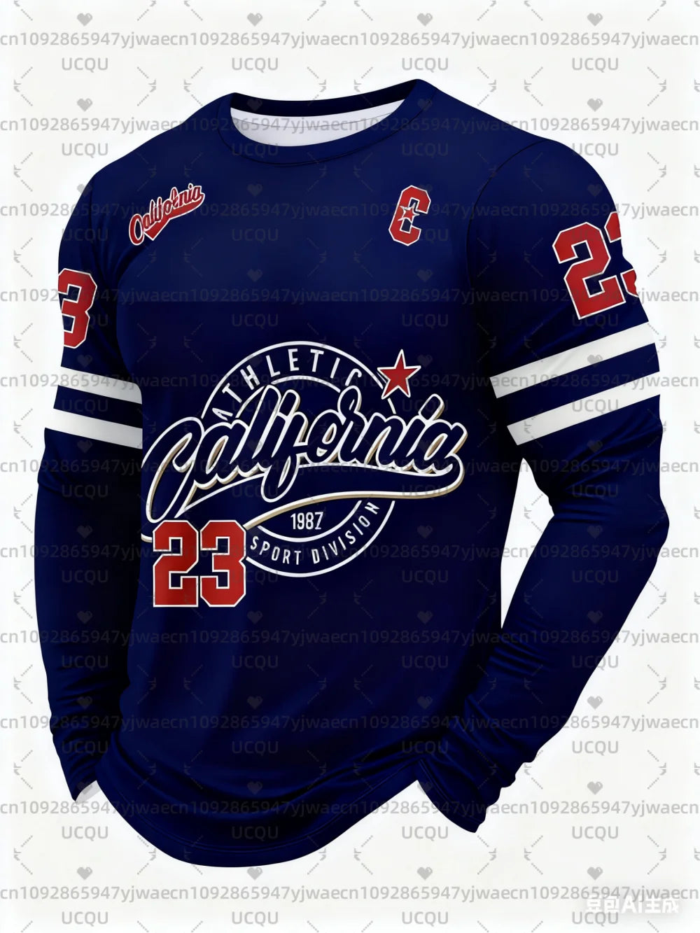 T Shirt Grafica California Numero 23 Da Uomo Maniche Lunghe Autunno Attivita All Aperto Traspirante In Poliestere
