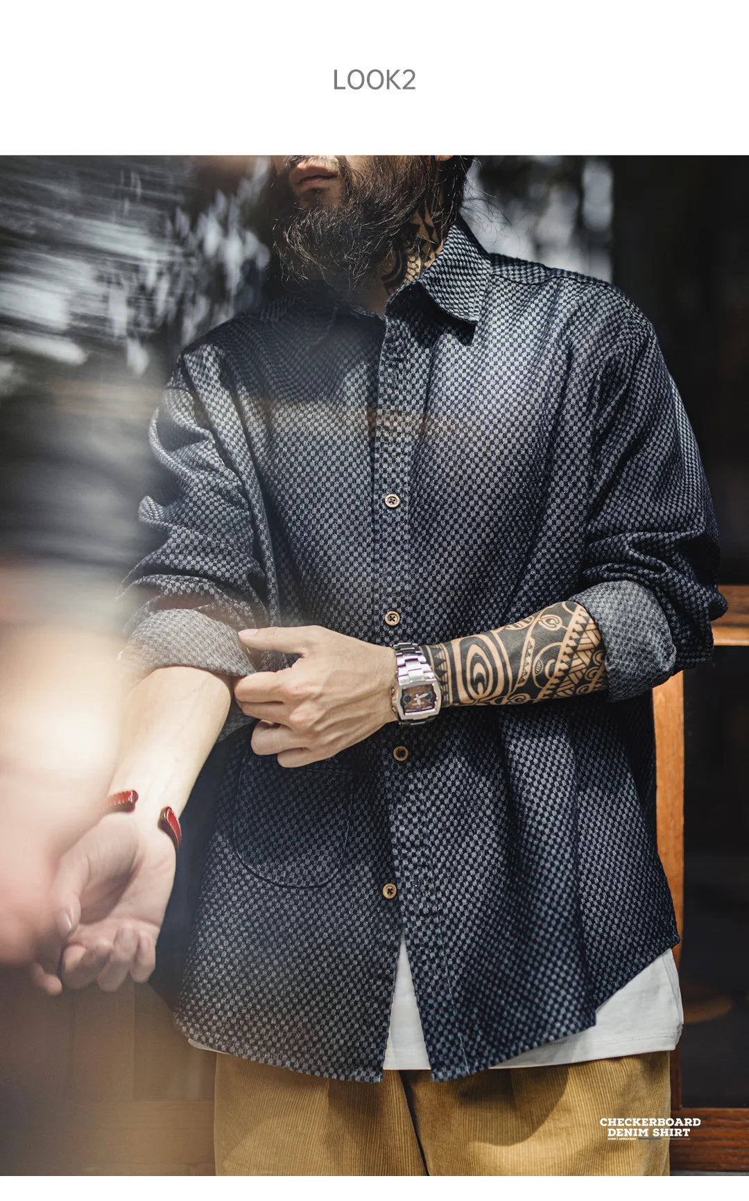 Camicia Jeans Quadri Retrò Da Uomo Con Maniche Lunghe E Giacca Monopetto Con Risvolto Ampio Versatile Primavera Autunno
