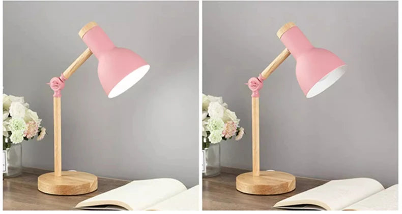 Lampada Da Tavolo Nordica In Legno LED Con Testa Giratoria Per Comodino E Scrivania Protezione Occhi E Lettura Studio