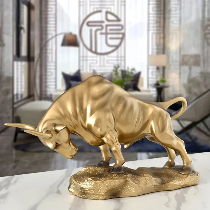 Statua di Toro Portafortuna di Lusso, Scultura Moderna per il Segno Zodiacale Toro, Decorazione da Scrivania per Uomini, Esposizione per Casa e Ufficio, Regalo Artistico