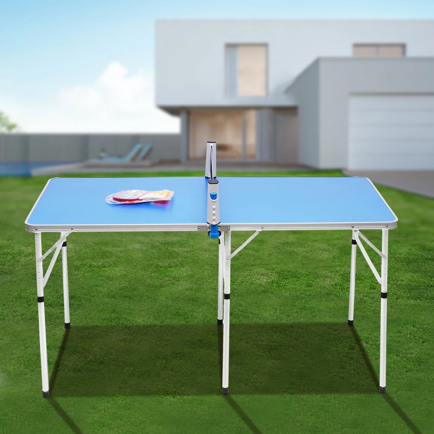 Tavolo Da Ping Pong Pieghevole Con Rete Set 2 Racchette 3 Palline 6 Staffe Interni In MDF Multifunzionale
