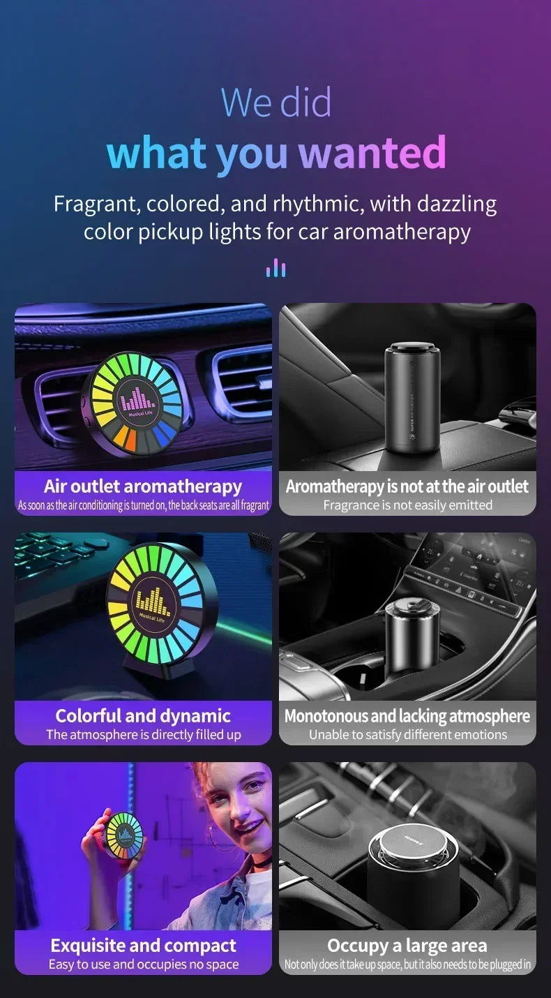 Lampada Interni Auto RGB con Diffusore di Aroma e Aromaterapia Musica Ritmo Sincronizzazione Illuminazione Ambientale