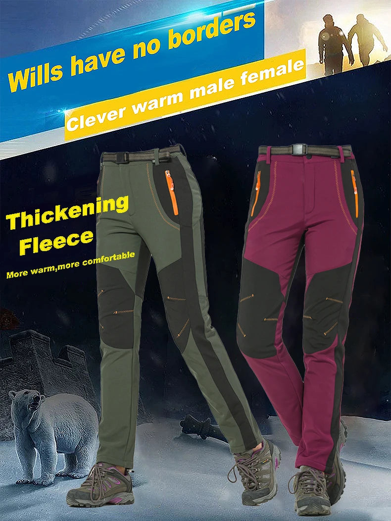 Pantaloni In Pile Invernali Da Donna Per Trekking Impermeabili Caldi Softshell All Aperto Antipioggia Antivento