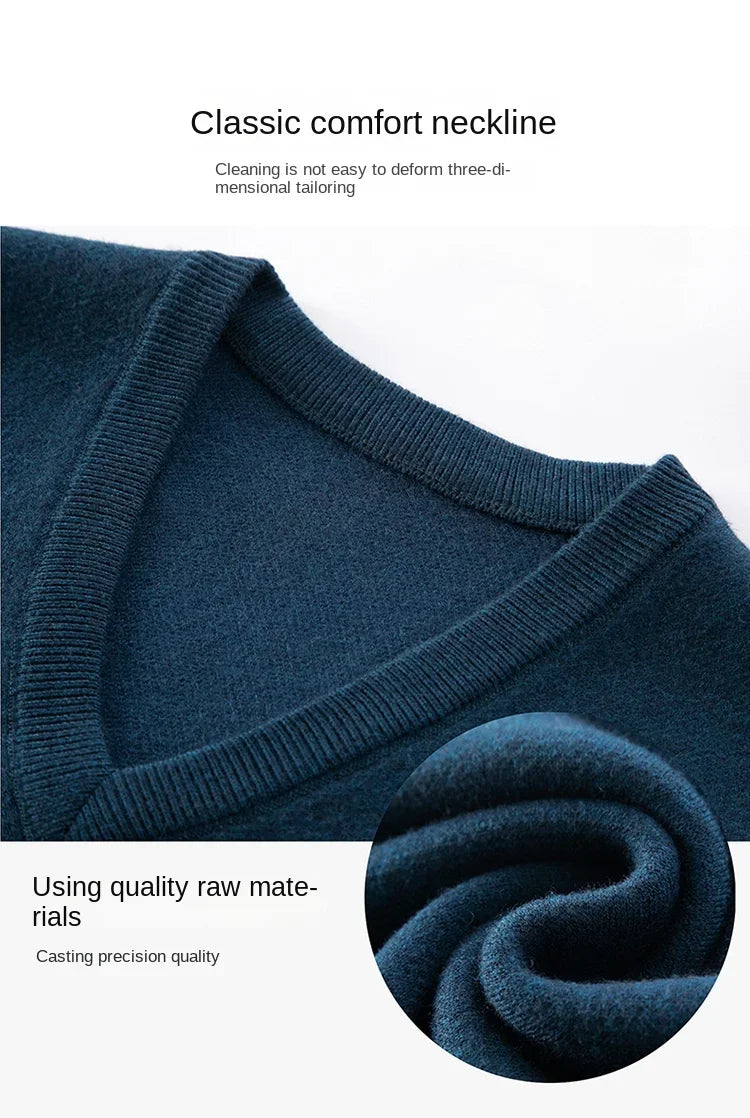 Gilet da Uomo Senza Maniche in Lana Cashmere Lavorato a Maglia Tinta Unita Autunno Primavera Alta Qualità