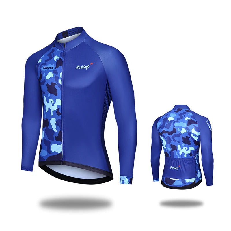 MIEYCOM Abbigliamento Ciclismo Uomo Maniche Lunghe Giacca Traspirante Protezione Solare MTB Corsa Primavera Autunno
