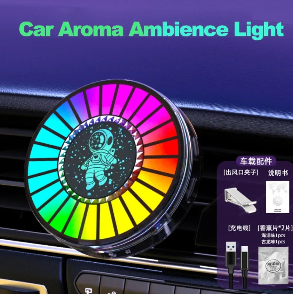 Luci ritmiche musicali per auto, luce d'atmosfera a LED, deodorante per ambienti, controllo del suono, app