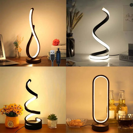Luce Notturna LED a Spirale Creativa Lampada Scrivania Dimmerabile Tre Colori Lettura Camera Letto