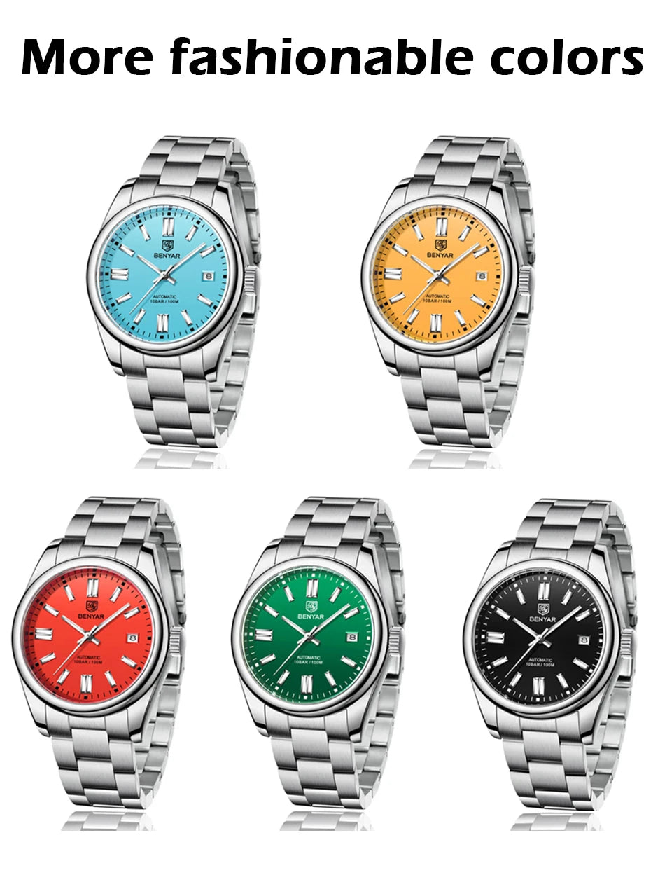Orologio Automatico Meccanico Lusso da Uomo con Calendario Impermeabile 100m Acciaio Inossidabile Luminoso