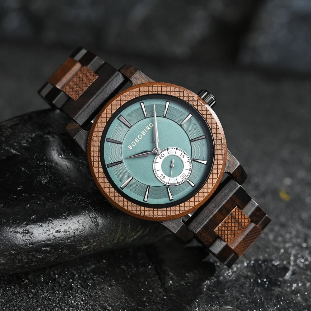 BOBOBIRD Orologio In Legno Da Uomo Personalizzato Nome Testo Sulla Custodia Posteriore Orologio Quarzo Scatola Regalo
