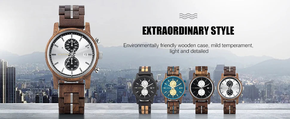 Orologio In Legno Da Uomo Cronografo Luxury Top Brand Elegante Con Scatola Di Legno Logo Personalizzato Regalo Ideale