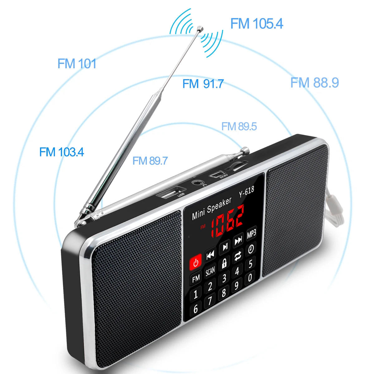 Lefon Ricevitore Radio FM Digitale Portatile Con Altoparlante Lettore MP3 USB Scheda TF Display LED Spegnimento Dell Ora