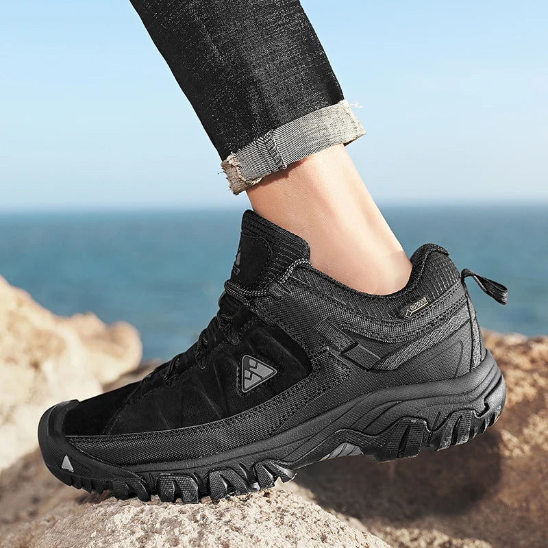 HikeUp Scarpe Da Trekking Da Uomo In Pelle Resistente Di Alta Qualità Con Suola In Gomma E Presa Di Fabbrica Per Esterni