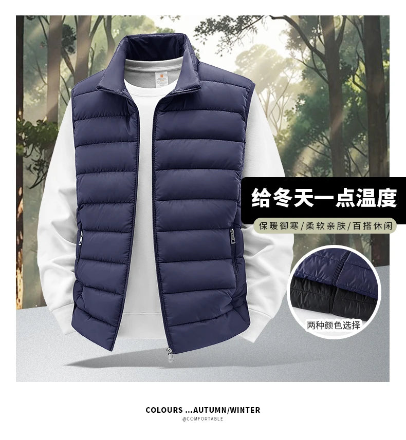 Gilet Invernale Da Uomo Antivento Senza Maniche Con Cerniera Colletto Mandarino Abbigliamento Outdoor Casual