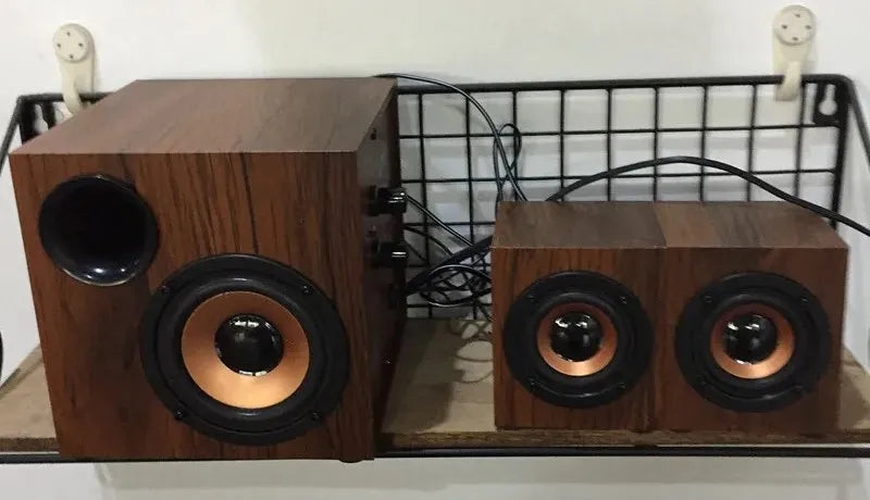 Altoparlante Bluetooth 2.1 Da Tavolo In Legno Con Subwoofer Per PC Notebook Ufficio Casa Suono Pieno