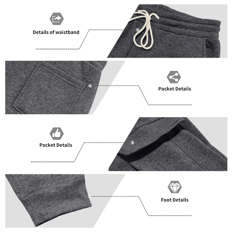 Pantaloni Sportivi Tascabili In Tinta Unita Da Uomo Con Cerniera Calda In Velluto Casual Da Uomo Americano