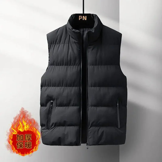 Gilet Invernale Da Uomo Con Cerniera Senza Maniche Imbottito In Cotone Leggero Colletto Alla Coreana Di Tendenza