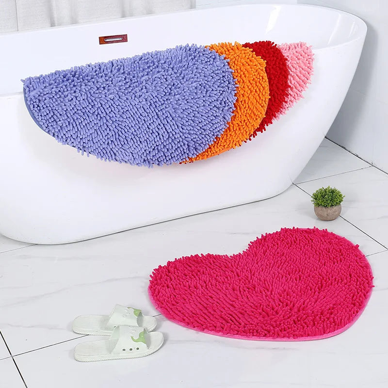 Tappetini Da Bagno Con Cuore In Ciniglia Antiscivolo Assorbente Set Da Bagno Di Lusso Spedizione Gratuita Per Casa