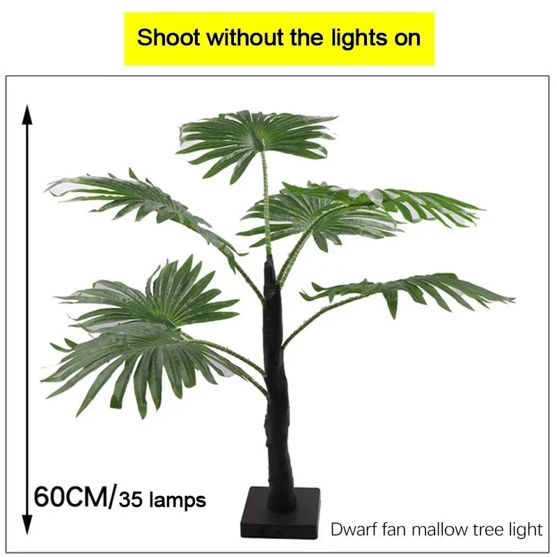 Lampada Da Tavolo LED Palma USB Pianta Artificiale 55 Cm Decorativa Luci Da Scrivania Per Casa E Letto