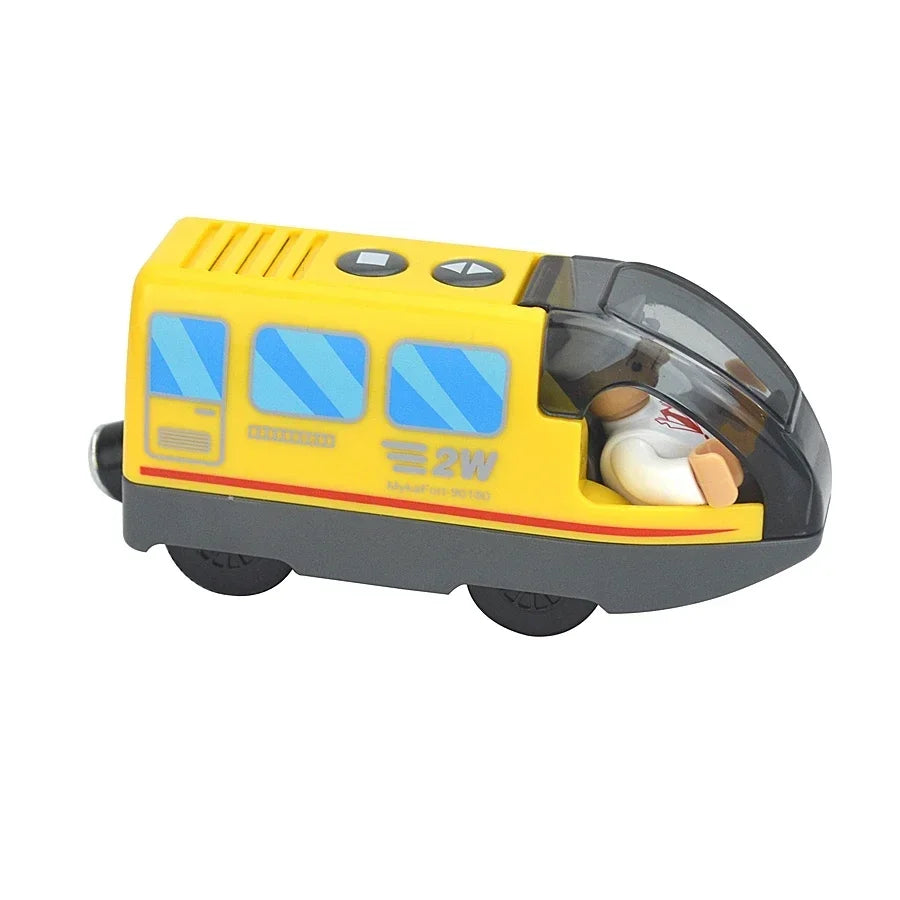 Treno Elettrico Magnetico Locomotiva Per Slot Auto Binario In Legno Con Due Carrelli Giocattolo Leduo Track
