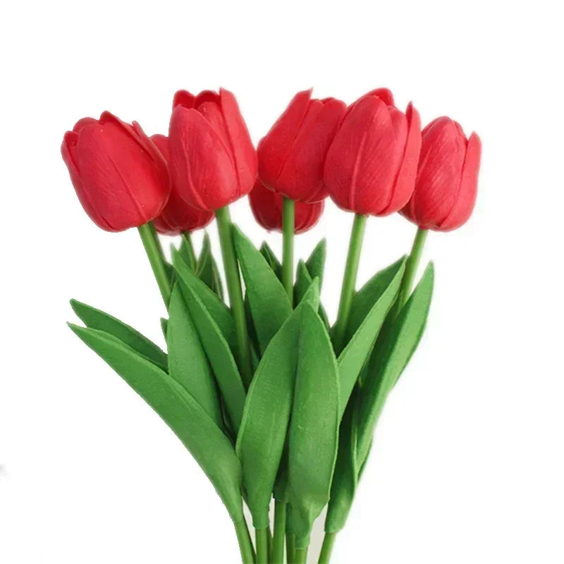 10 pezzi di fiori artificiali di tulipano, bouquet al tocco reale, fiori finti, decorazione per forniture di nozze, decorazioni per la casa, fiori di San Valentino