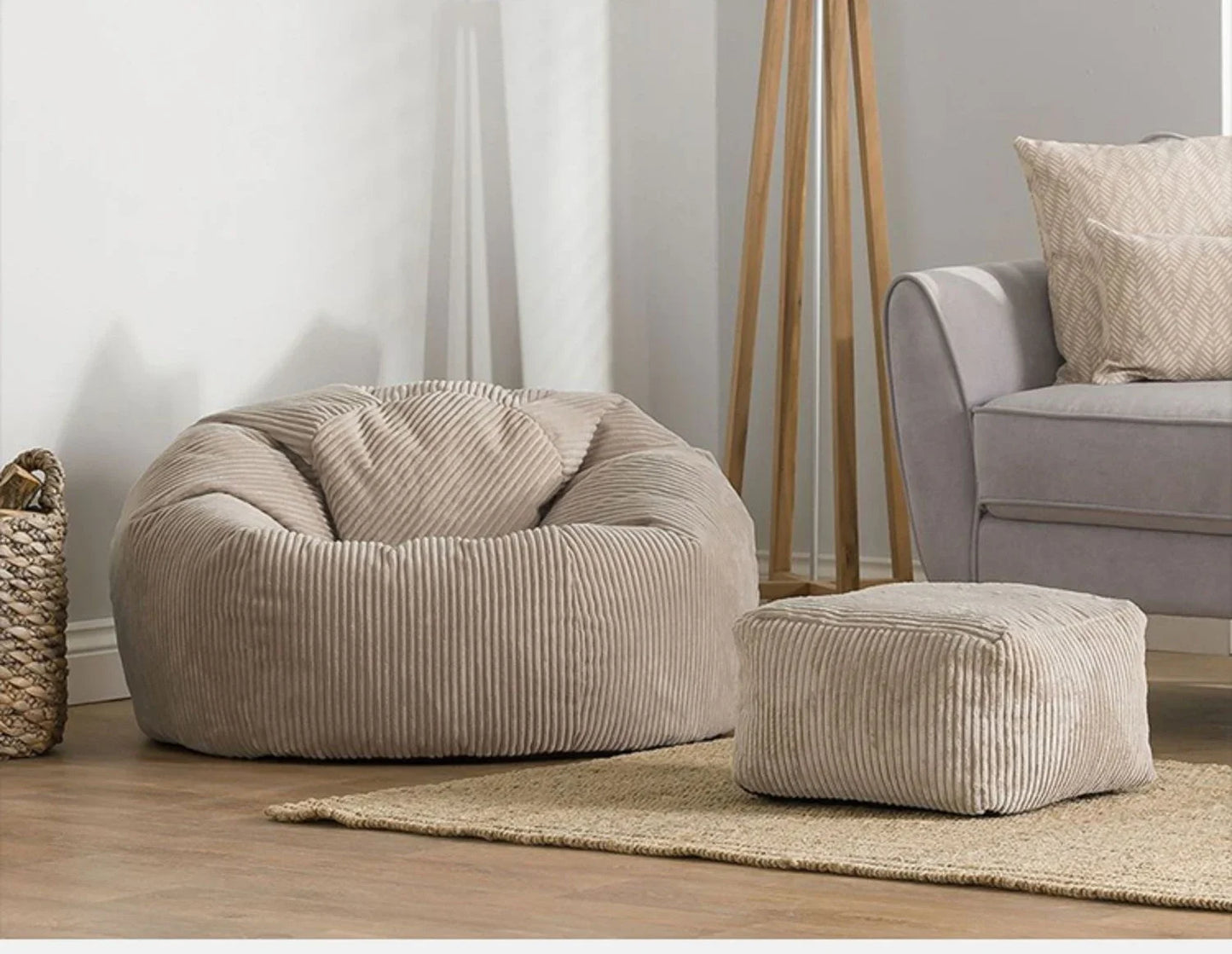 Otautau Pouf In Velluto A Coste Senza Riempitivo Pavimento Beanbag Sedia Lettino Ottomano Mobili Senza Telaio DD025