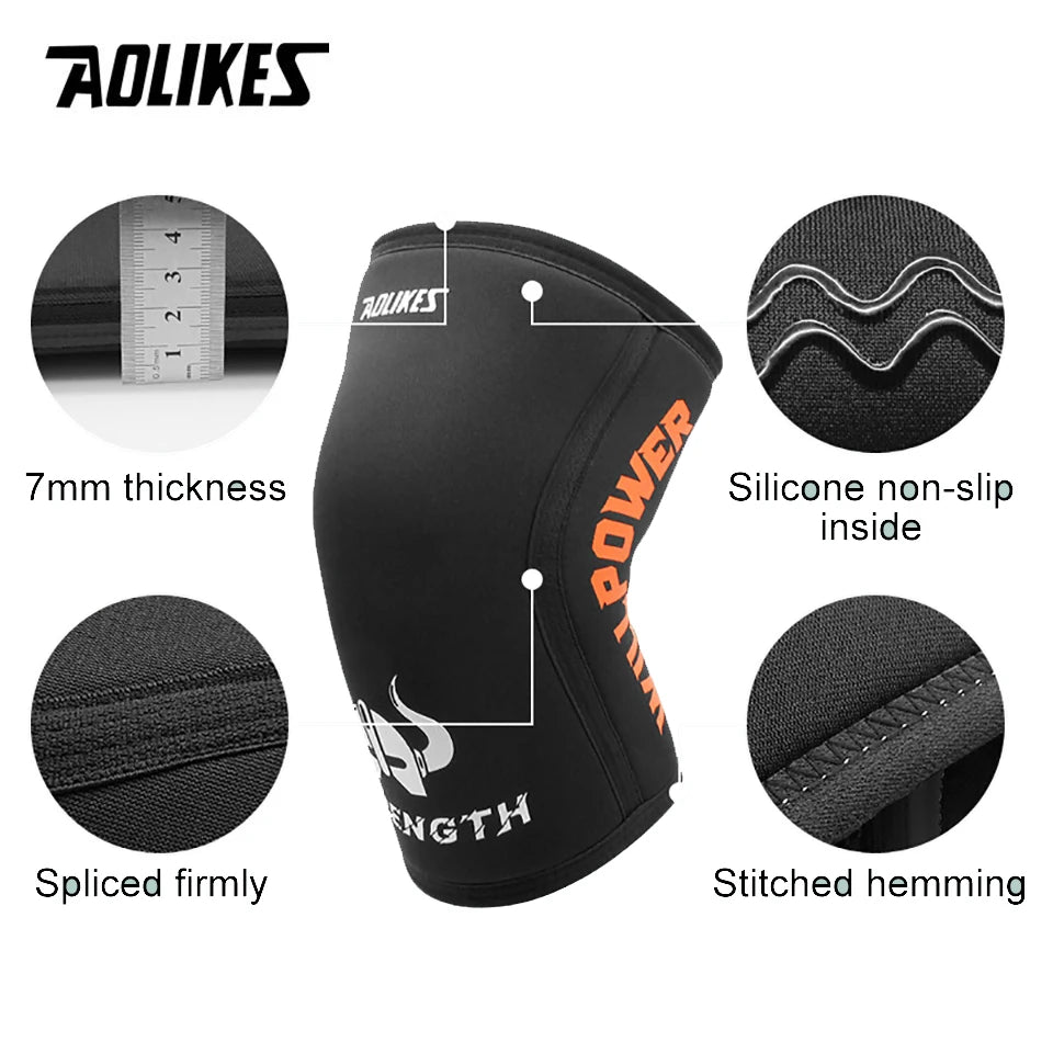 Ginocchiere Neoprene 7 Mm Aolikes Stabilità Protezione Comfort Sollevamento Pesi CrossFit Per Atleti
