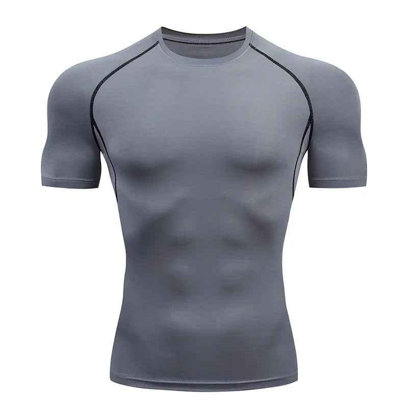 Maglietta Uomo Compressionata Da Corsa A Maniche Corte Per Allenamento Fitness E Jogging Rashguard Ad Asciugatura Rapida