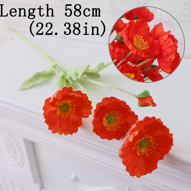 Bouquet Di Fiori Artificiali A 4 Teste Di Papavero In Seta Per Nozze E Feste Decorazione Domestica Elegante