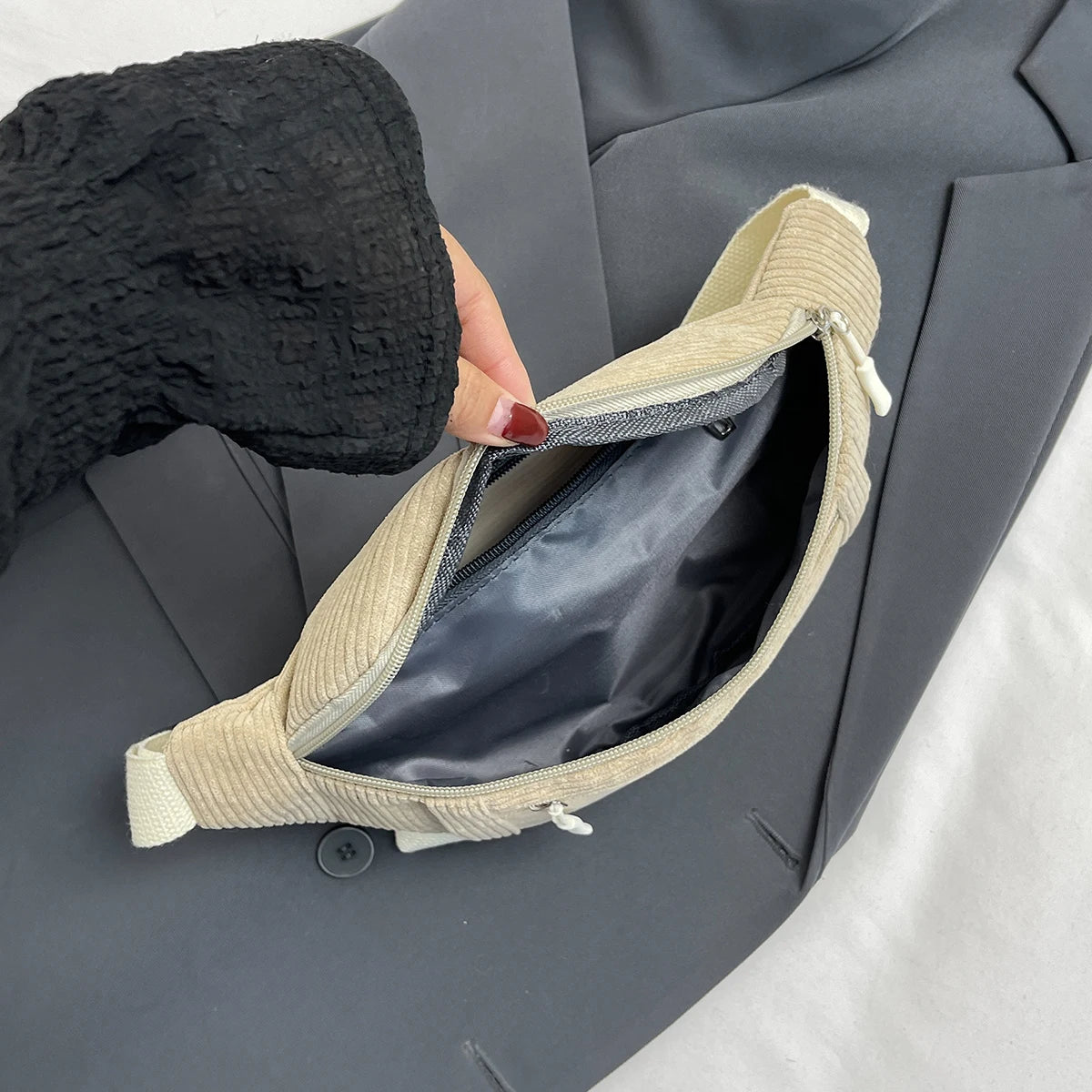 Marsupio Da Donna In Velluto A Coste Borsa A Tracolla Per Studenti Cintura Per Telefono Moda
