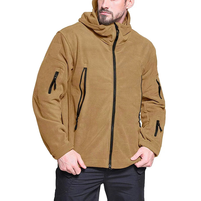 Giacca Invernale In Pile Tattico Da Uomo Calda Con Cappuccio Esterno Polare Escursionismo Sportiva Casual Con Zip