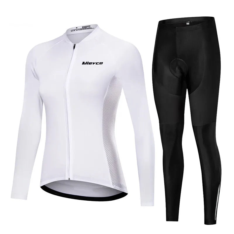Mieyco Completo Ciclismo Donna Set Maglie a Maniche Lunghe in Poliestere Protezione UV Jersey