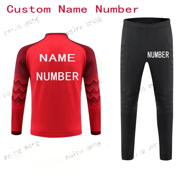 2023 uomo bambino portiere di calcio uniforme spugna protettiva manica lunga allenamento di calcio portiere top maglia da calcio pantaloni personalizzati