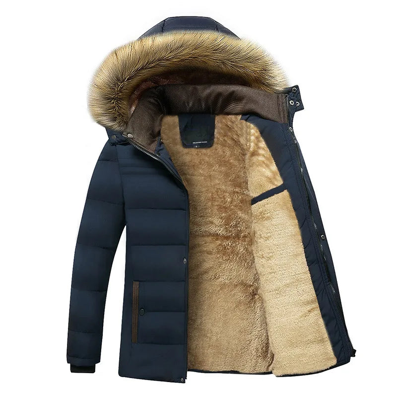 Parka Da Uomo Invernale Antivento Caldo Con Cappuccio E Collo In Pelliccia Giacca Spessa Classica Casual